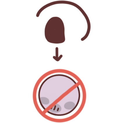 An eye with an arrow going from it to a crossed out grey emoji-person
